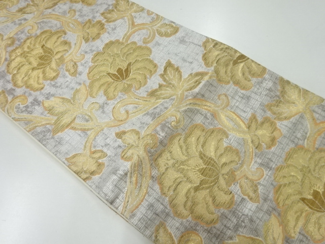 JAPANESE FUKURO OBI / GOLD / WOVEN CHINESE FLOWER